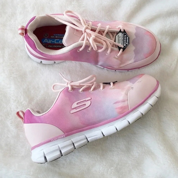 Skechers pink tie dye work slip resident composite toe lace up sneakers size 7 - Picture 1 of 11